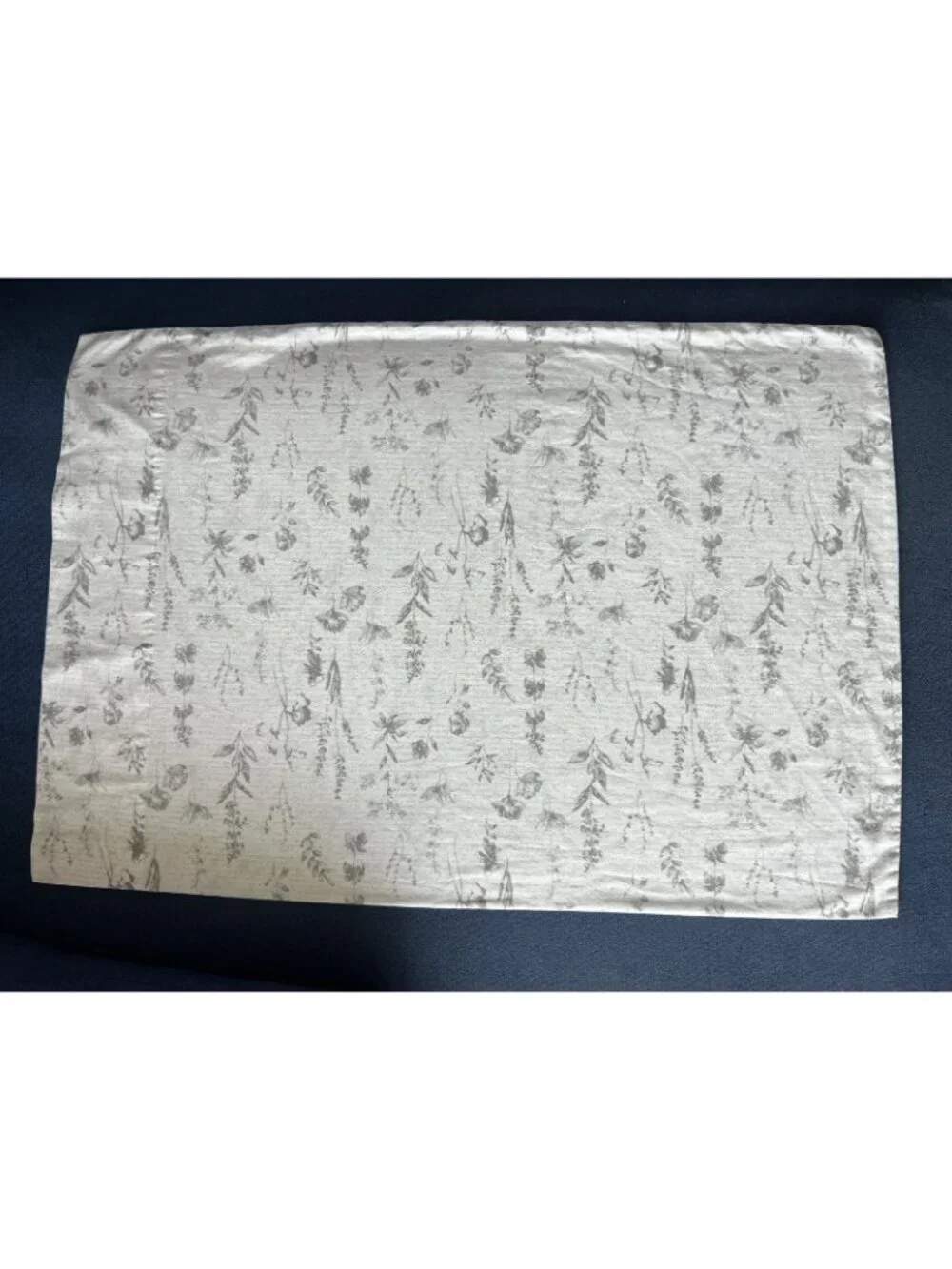 BOTANICAL Pillowcase Pair Standard Size Gray White Script Garden Floral Flowers